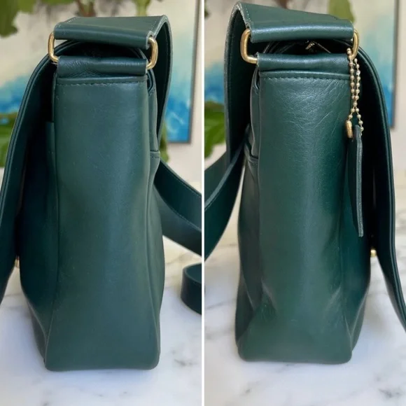 COACH Vintage Manhattan Collection Museum Bag 4127 Bottle Green Leather Bag USA - Picture 5 of 16
